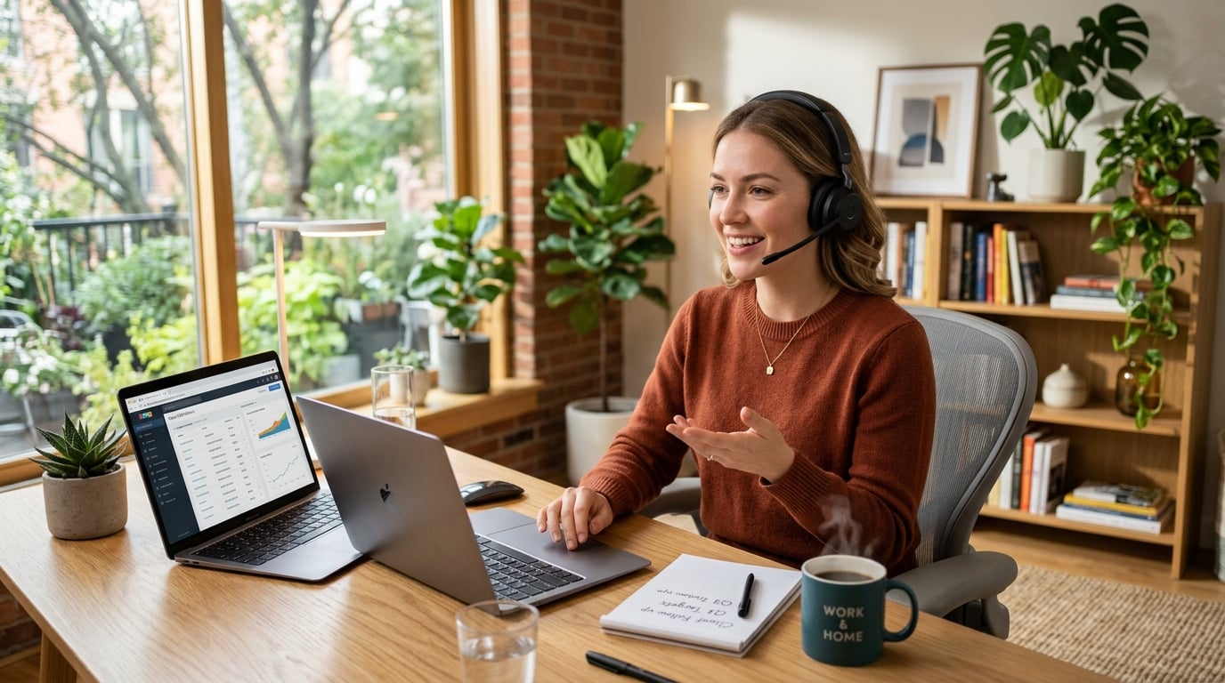 Asesor remoto trabajando desde casa